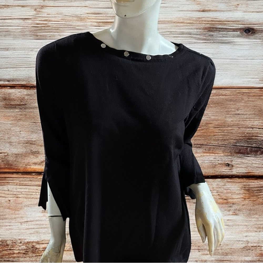 ❄️ 50% off winter Alfani black snap grommet design long sleeve top sweater S